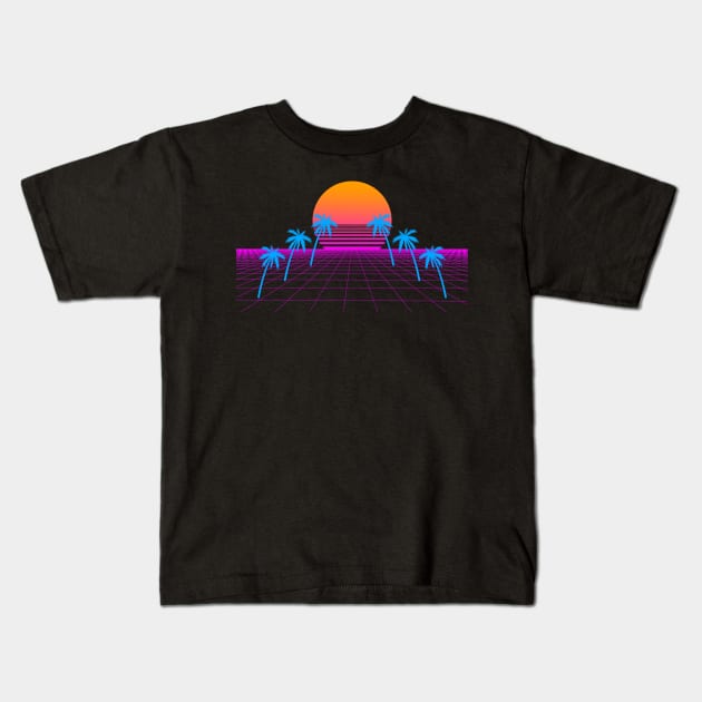 Aesthetic Vaporwave Retro 80s 90s Gift Kids T-Shirt by TK Store